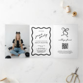 Cap and Bow Graduation Tri-Fold Invitation Drieluik Programma (Binnen)