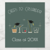 Cap Cocktail Graduation Party Wijn Etiket (Enkel label)