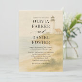 Cap Cod Coastal Watercolor Destination Wedding  Kaart (Staand voorkant)