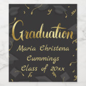 Cap & Confetti Graduation Wijn Etiket (Enkel label)