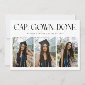 Cap. Gown. Done. Multi Foto Witte Afstuderen Aankondiging (Voorkant)