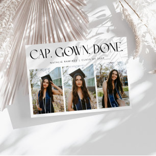 Cap. Gown. Done. Multi Foto Witte Afstuderen Aankondiging