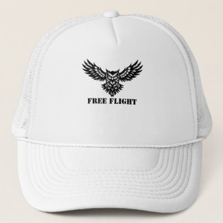 Cap with a print of an owl in flight trucker pet
