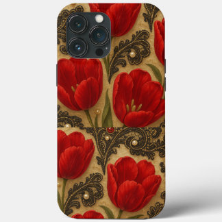 Capa para celular Tulipas e Renda DESIGN iPhone 13 Pro Max Hoesje