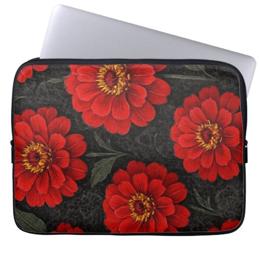 Capa para laptop Flores de Zínnia em artes Laptop Sleeve (Voorkant)