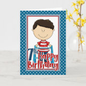 Capable Boy met Walker - Happy 7th Birthday Kaart (Gele Bloem)