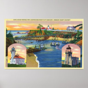 Cape Arago Bridge en Lighthouse Mouth Poster