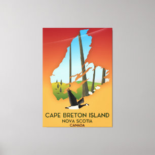 Cape Breton eiland nova Scotia Canada kaart Canvas Afdruk