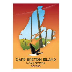 Cape Breton eiland nova Scotia Canada kaart Foto Afdruk