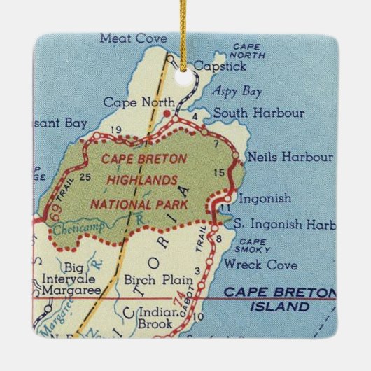 Cape Breton Highlands  kaart Keramisch Ornament (Achterkant)