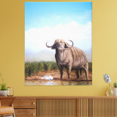 Cape Buffalo & Egret Een harmonie van kracht en gr Canvas Afdruk (Insitu (Woonkamer))