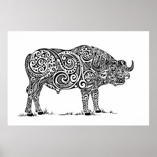 Cape Buffalo-ontwerp Poster