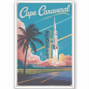 Cape Canaveral Florida Illustratie Reiskunst Sticker