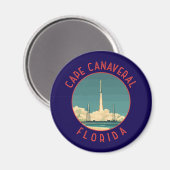 Cape Canaveral Florida Retro Distressed Circle Magneet (Voorkant / Achterkant)