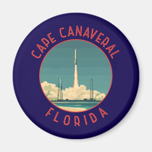 Cape Canaveral Florida Retro Distressed Circle Magneet