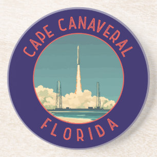 Cape Canaveral Florida Retro Vervallen Cirkel Zandsteen Onderzetter