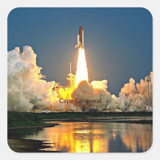 Cape Canaveral Launch Pad gelabeld Vierkante Sticker (Voorkant)