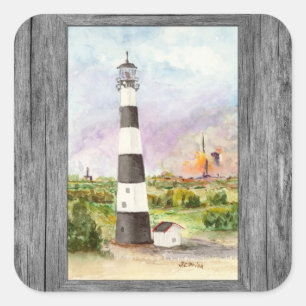 Cape Canaveral vuurtoren raket lancering Waterverf Vierkante Sticker