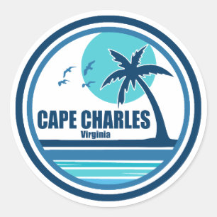 Cape Charles Beach Virginia Palmbomen Ronde Sticker