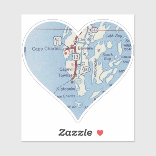 Cape Charles  kaart Sticker (Vel)