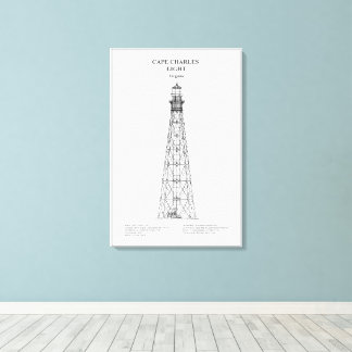 Cape Charles Lighthouse - Virginia - BD Canvas Afdruk