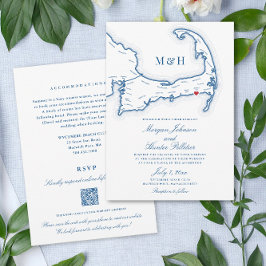 Cape Cod All-in-One QR-code RSVP Bruiloft Kaart