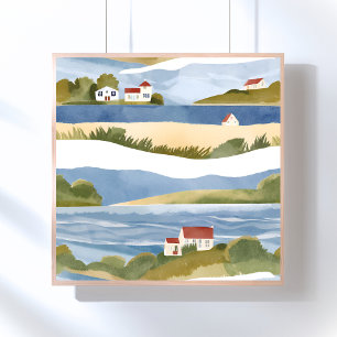 Cape Cod-baai   Aquarel van de kustlijn Poster