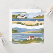 Cape Cod-baai | Aquarel van kustwateren aan de oce Kaart (Voorkant / Achterkant in situ)