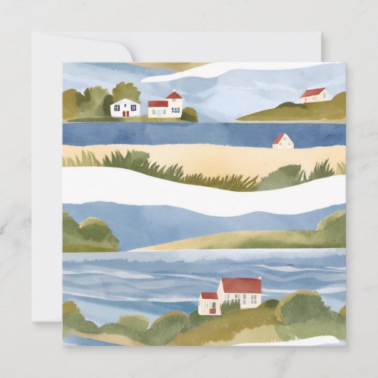 Cape Cod-baai | Aquarel van kustwateren aan de oce Kaart (Voorkant)