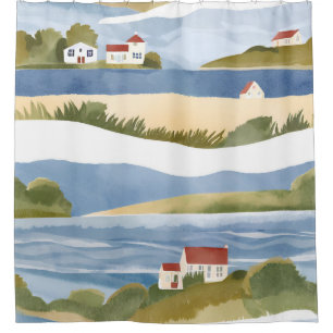 Cape Cod-baai Waterverfschildering van de kustwa Douchegordijn