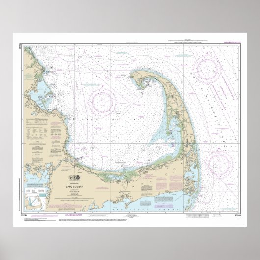 Cape Cod Bay nautische kaart 13246 Poster (Voorkant)