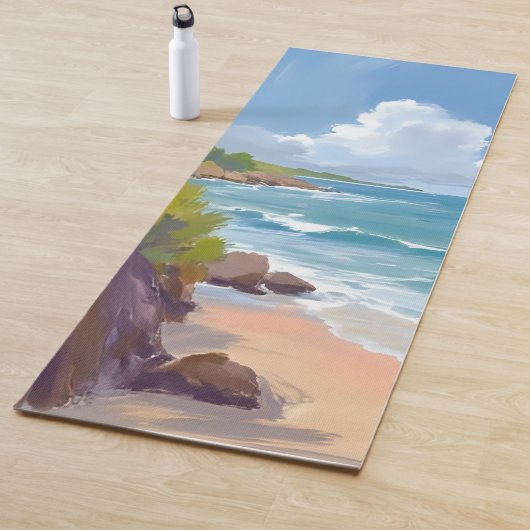 Cape Cod Beach Bay Ocean Painting Yogamat (In situ)