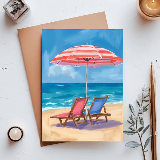 Cape Cod Beach Day | Waterverf Ocean MA Briefkaart