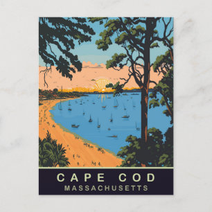 Cape Cod Beach, Massachusetts, Vintage reizen Briefkaart
