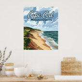 Cape Cod Beach Seashore Massachusetts Blauw Poster (Keuken)