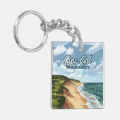Cape Cod Beach Seashore Massachusetts Blauw Sleutelhanger (Voorkant Links)