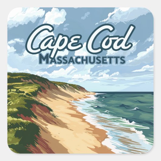 Cape Cod Beach Seashore Massachusetts Blauw Vierkante Sticker (Voorkant)