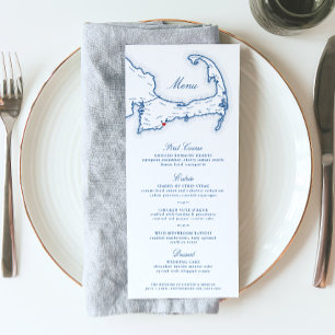 Cape Cod Bestemming Bruiloft Marine Blauw Menu