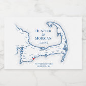 Cape Cod Bestemming Bruiloft Mini Fles Sparkling Wijnetiket (Enkel label)