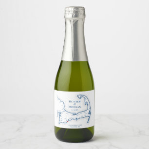 Cape Cod Bestemming Bruiloft Mini Fles Sparkling Wijnetiket