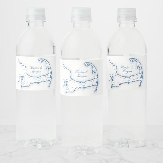 Cape Cod bestemming bruiloft Waterfles Etiket (Flessen)