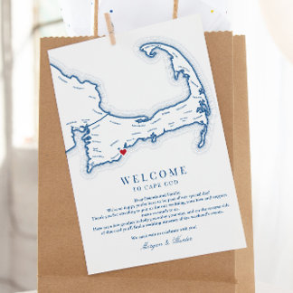 Cape Cod Bestemming Bruiloft Welkomstroute Bedankkaart