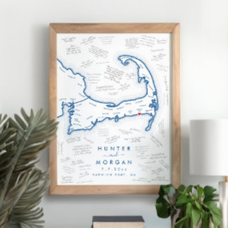 Cape Cod Bruiloft Modern Gastenboek Poster