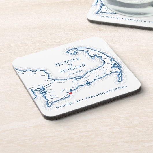 Cape Cod Bruiloft Welkomstfeest Cocktail Uur Bier Onderzetter (Linkerzijde)