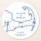 Cape Cod Bruiloft Welkomstfeest Cocktail Uur Ronde Kartonnen Onderzetter (Voorkant)