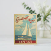 Cape Cod Carte postale Bateau à voile Vintage Mass (Debout devant)