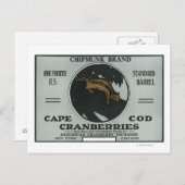 Cape Cod Chipmunk Brand Cranberry Label Briefkaart (Voorkant / Achterkant)