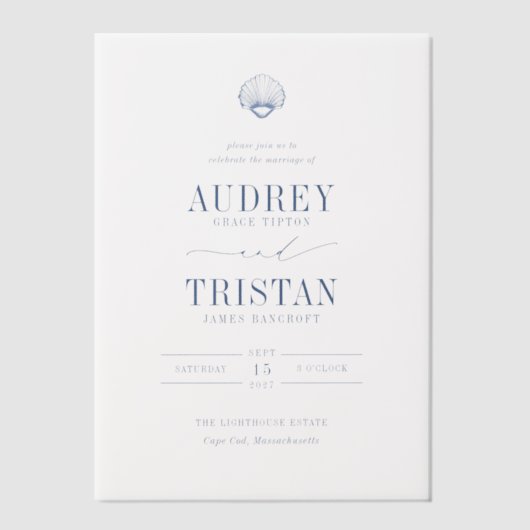 CAPE COD COASTAL Wedding Vellum Uitnodigingen (Voorkant)
