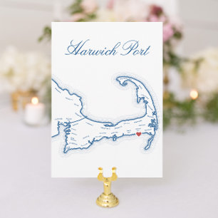 Cape Cod Harwich Port Kaart Bruiloft Tafel Naamkaa