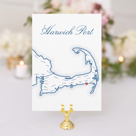 Cape Cod Harwich Port Kaart Bruiloft Tafel Naamkaa